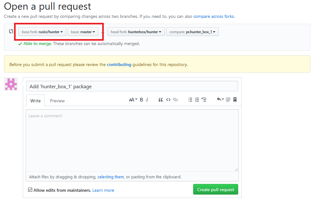 PR with package